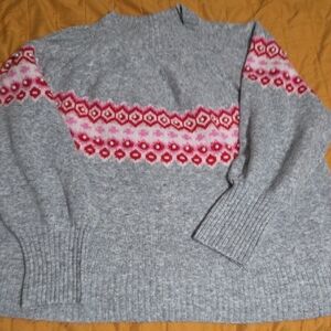 St. John's Bay Gray Sweater with Pink Accents